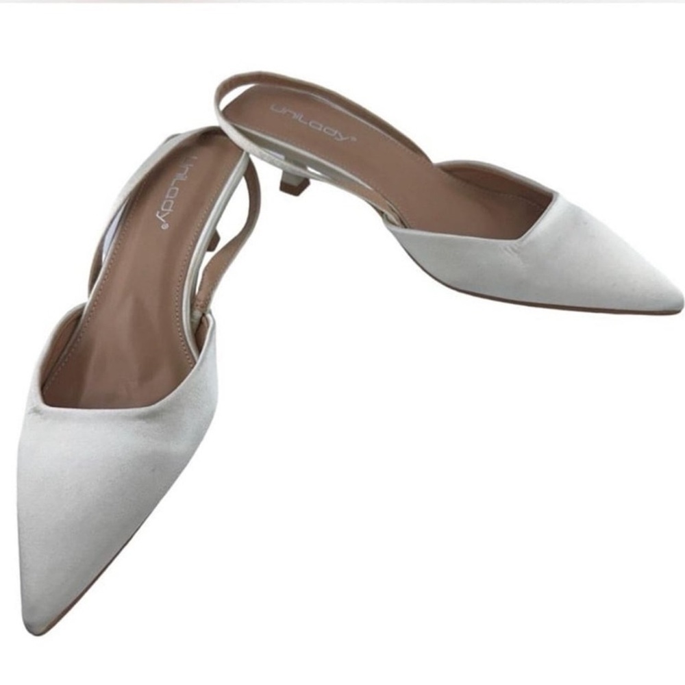 White Slingback kitten heels